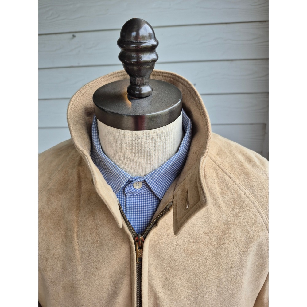 Vintage Lakeland Tan Suede Bomber Jacket Mens XL Full Zip Harrington Coat - Picture 5 of 16
